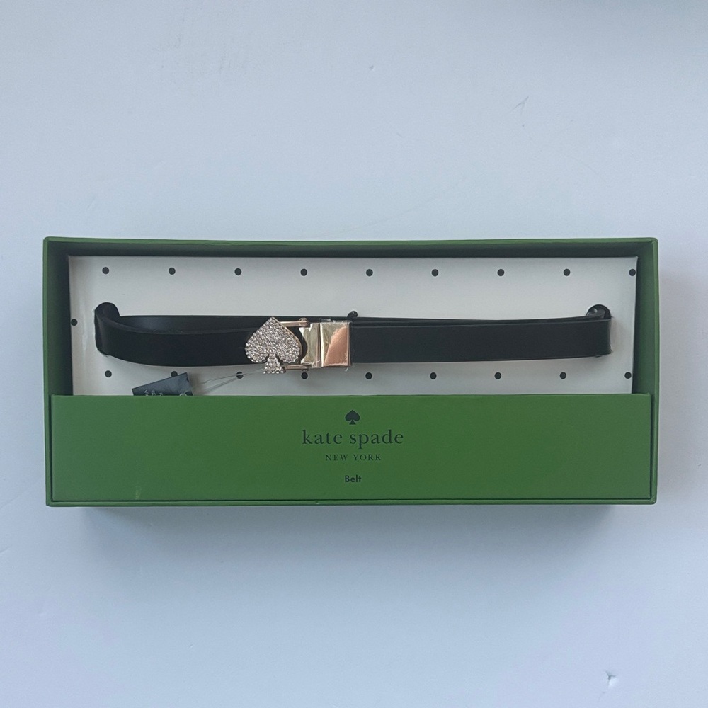 Kate Spade pavé spade reversible leather belt in black and white leather L/XL